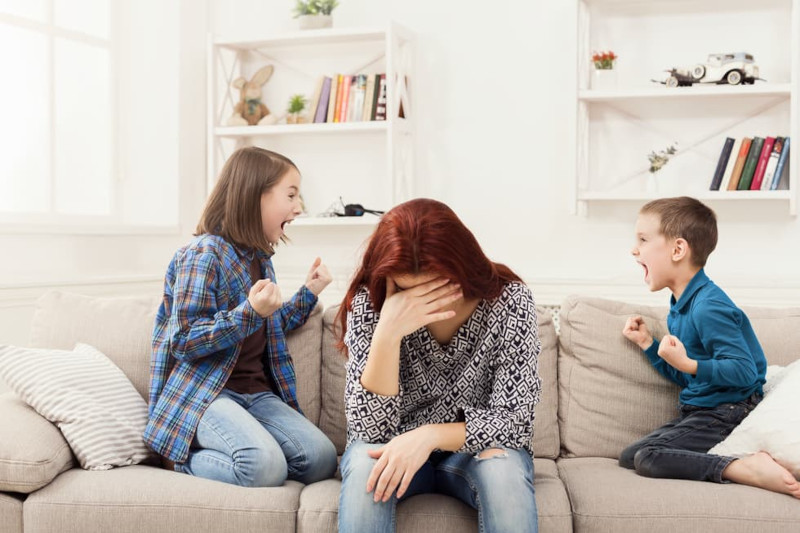 Stressed Out Mum With Kids