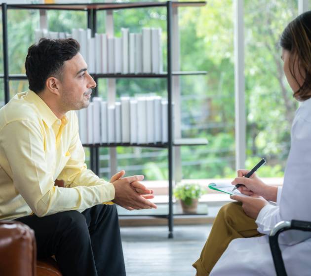 unhappy depression patient people meet session to psychologist or psychiatrist for mental health therapy, woman counseling in psychology and psychotherapy help support, stress disease